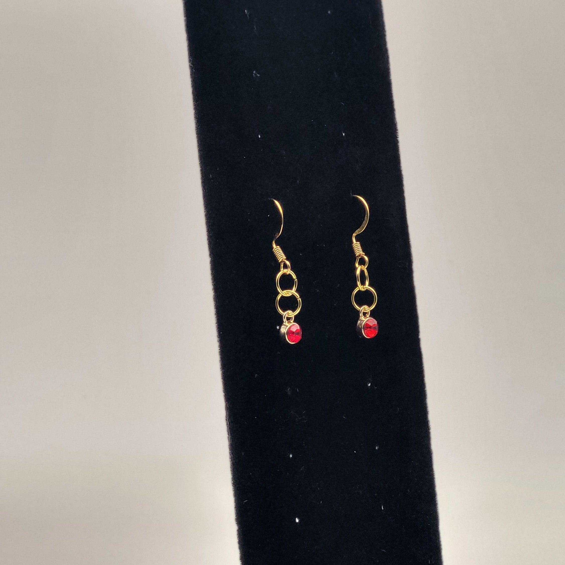Crimson Drop - 18k Gold Plated Drop Earrings