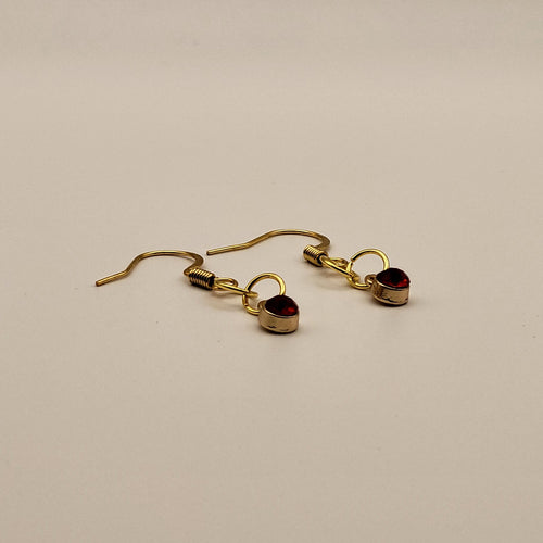 Crimson Drop - 18k Gold Plated Drop Earrings
