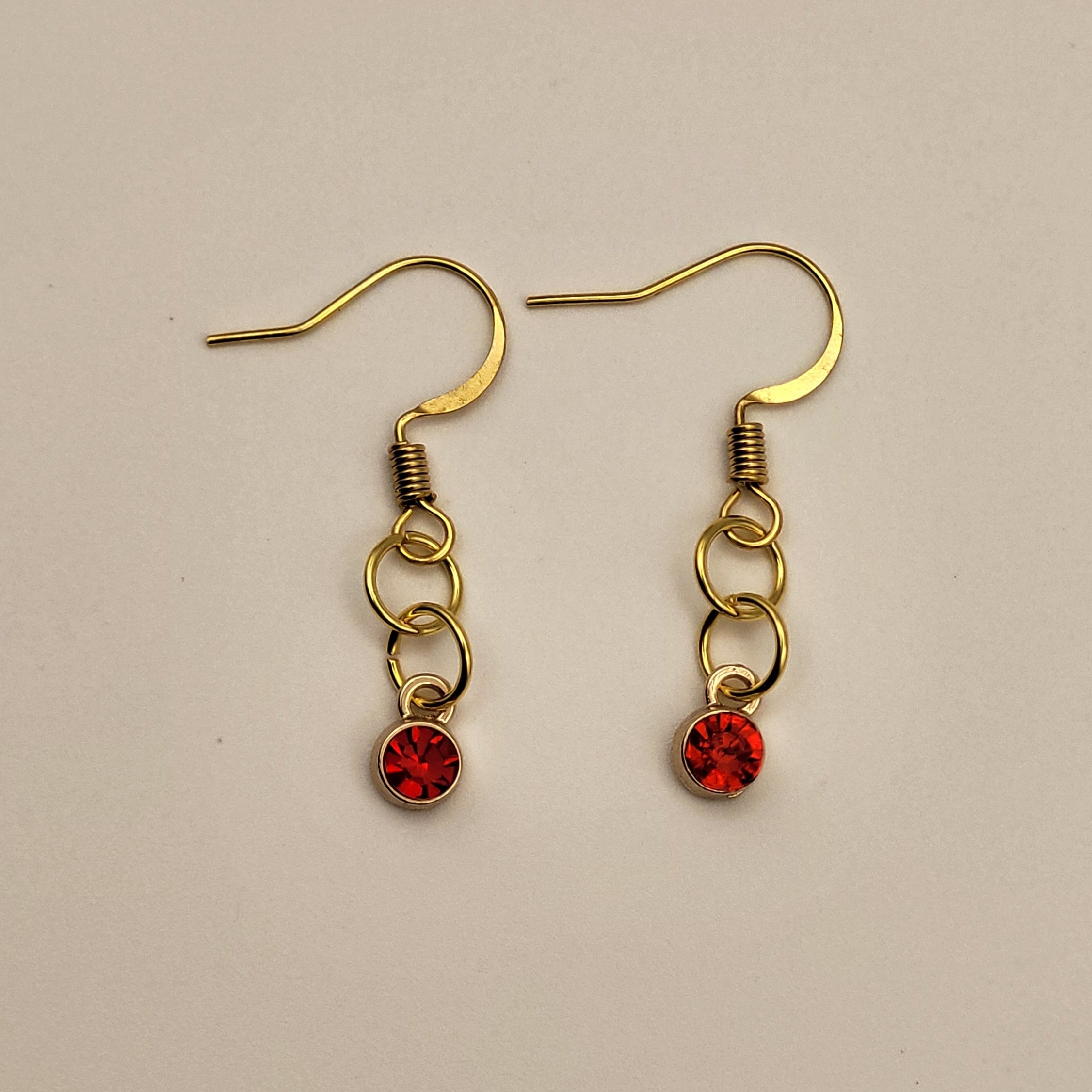 Crimson Drop - 18k Gold Plated Drop Earrings