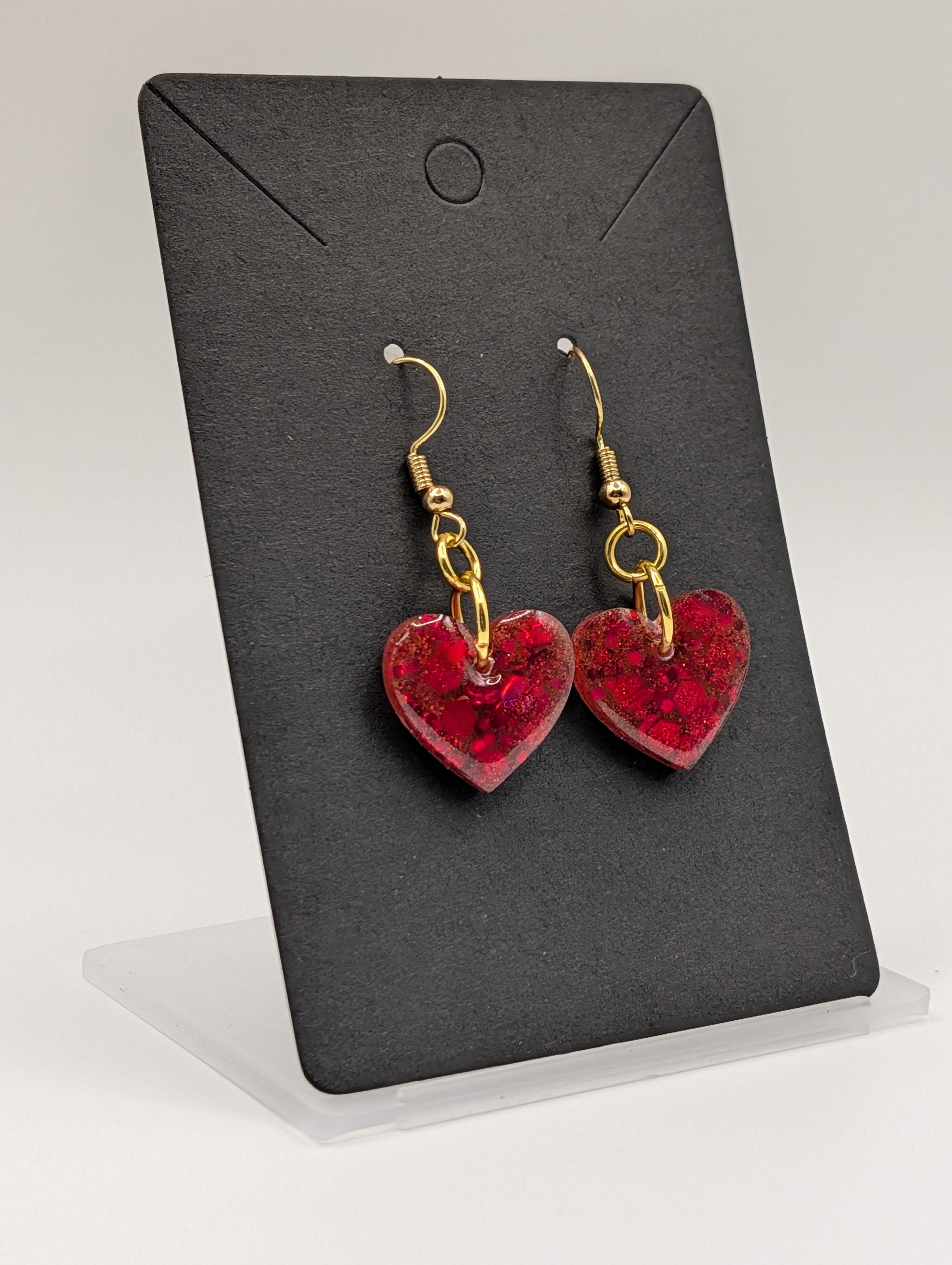 Sparked Rubies - 18k Gold Plated Valentine's Day Drop Earrings