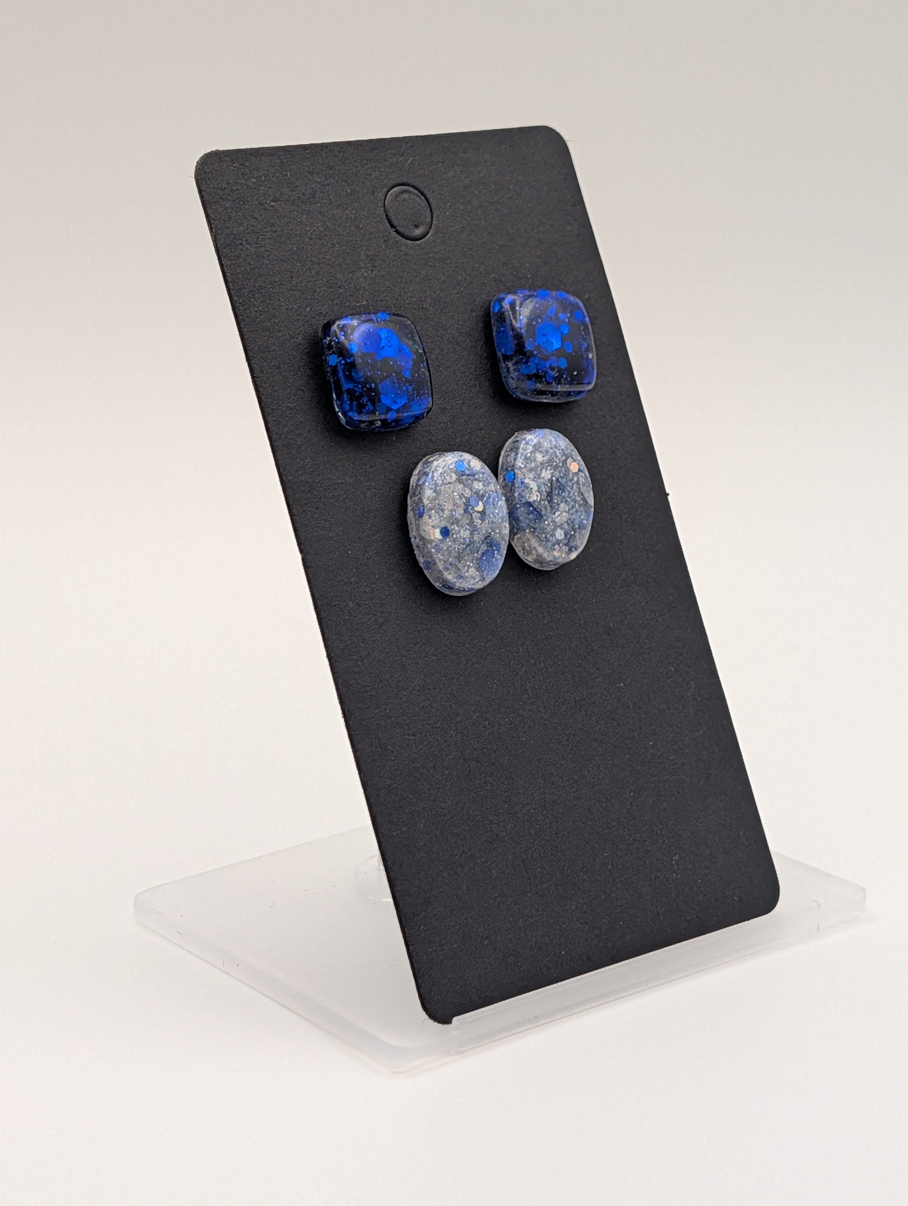Midnight Nebula: Resin Stud Earring Set