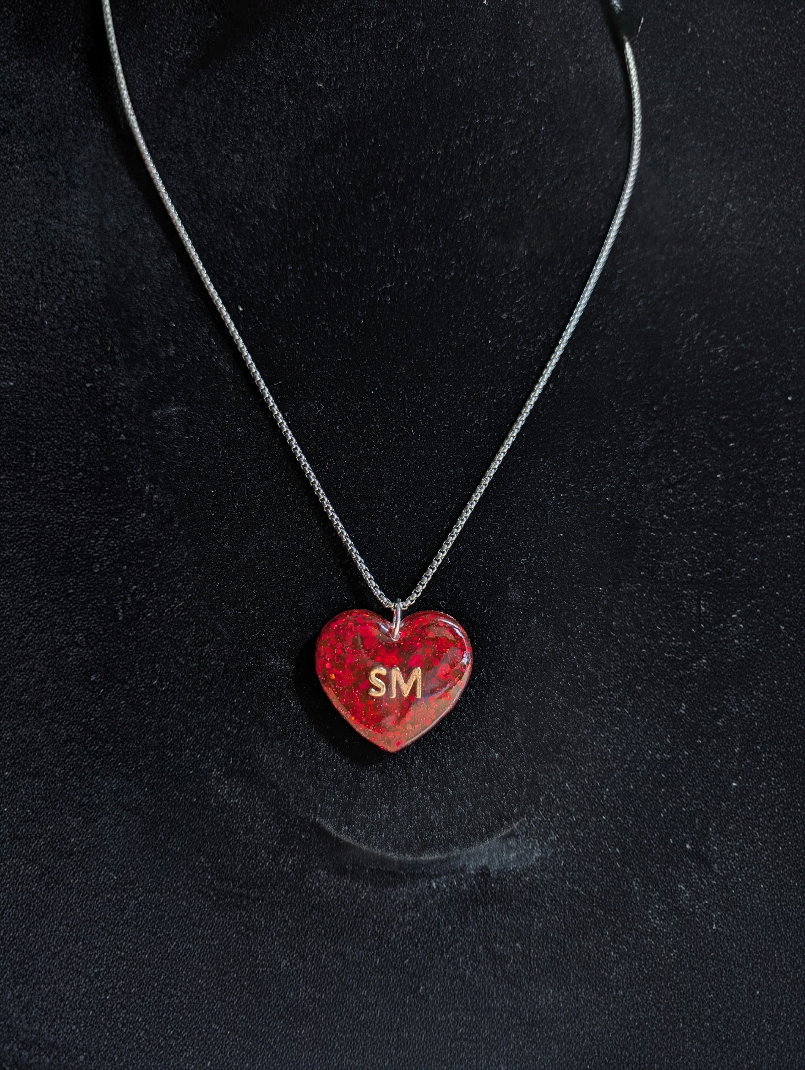 Custom Initial Heart Necklace - Stainless Steel Customized Necklace