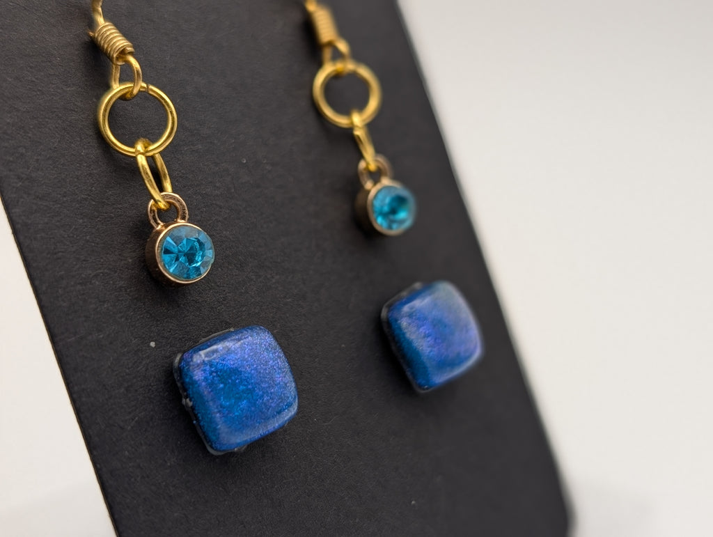 Etheric Tide Set: 18k Gold Plated Drop and Resin Stud Earrings