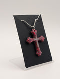 Crimson Sanctuary Necklace - Stainless Steel Resin Cast Cross Necklace