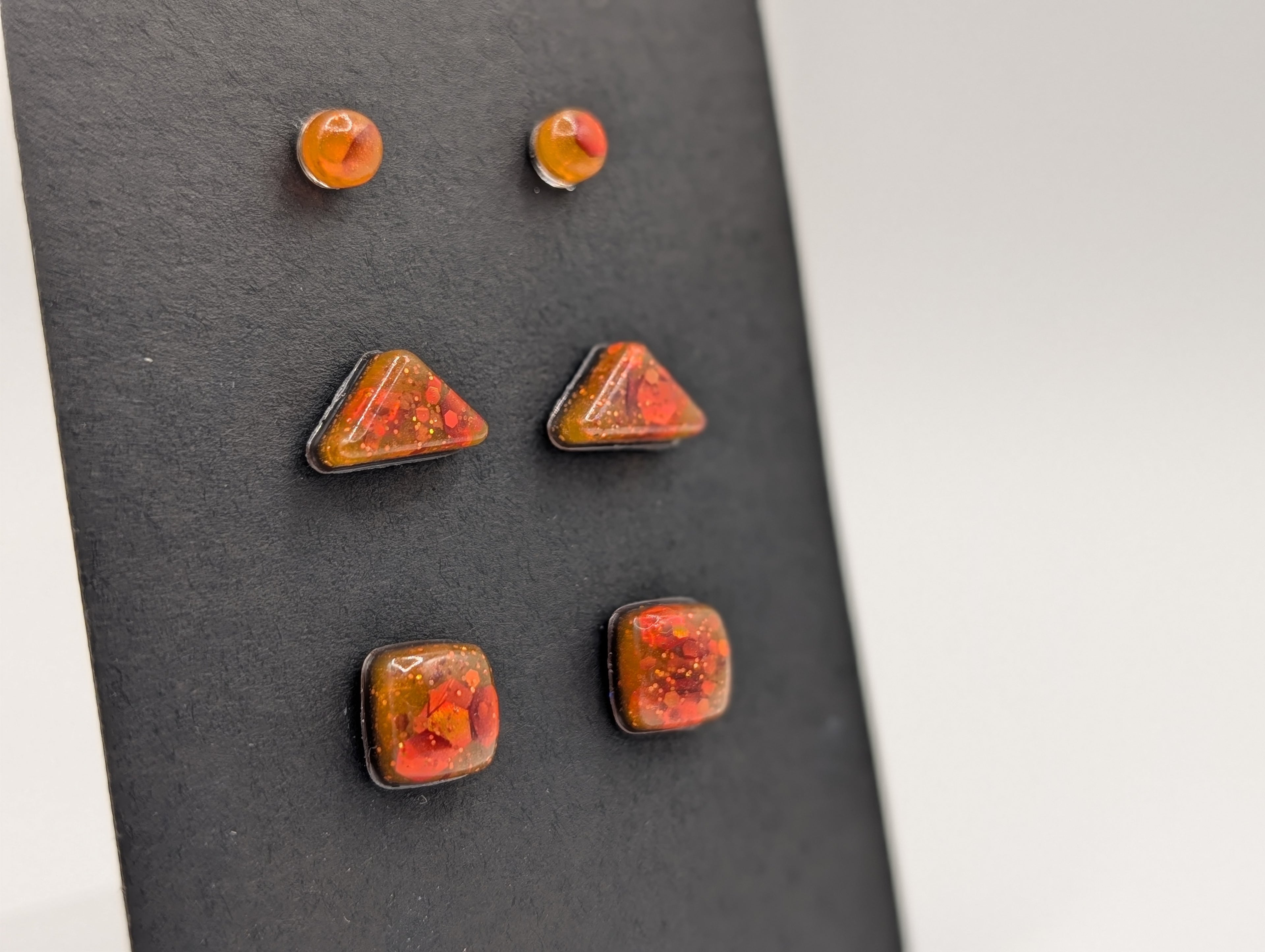 Geometric Prism Set - Stainless Steel Resin Stud Earring Set