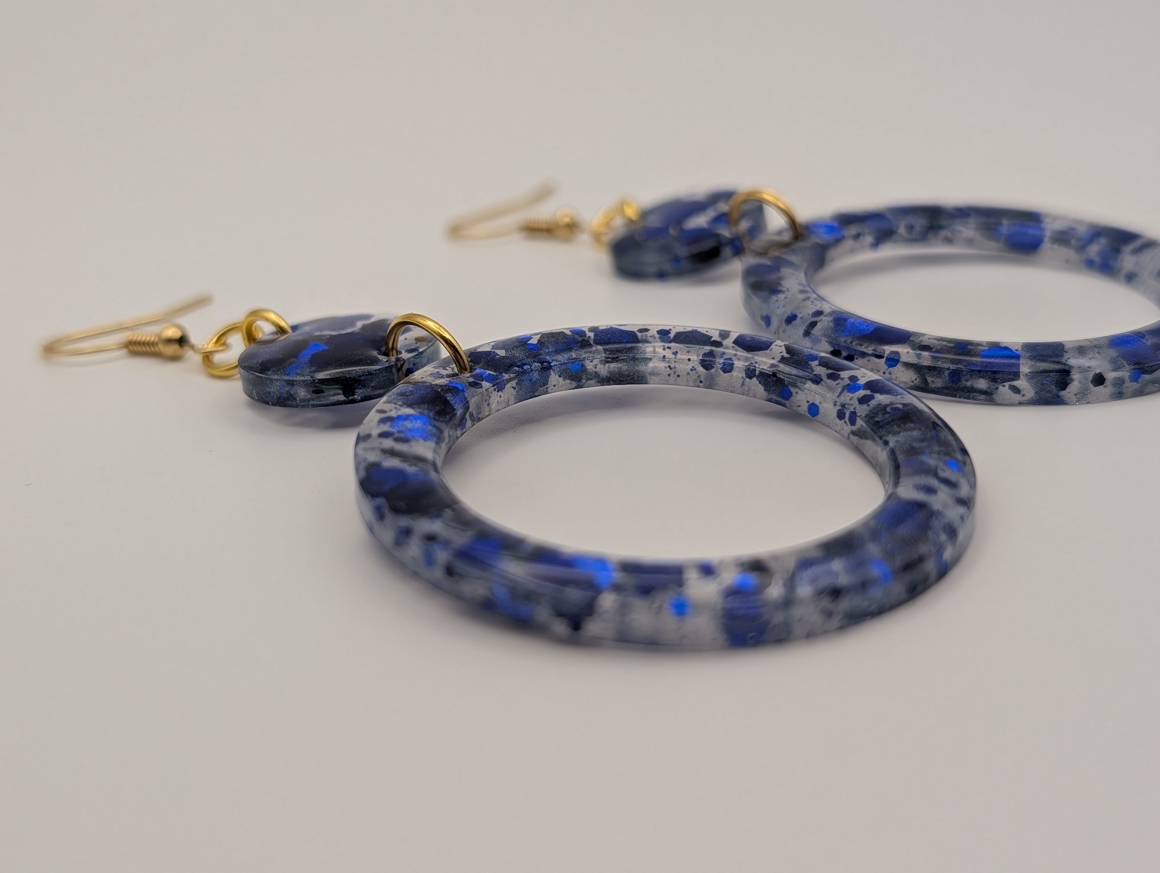 Midnight Galaxy Hoops - 18k Gold Plated Dangle Earrings