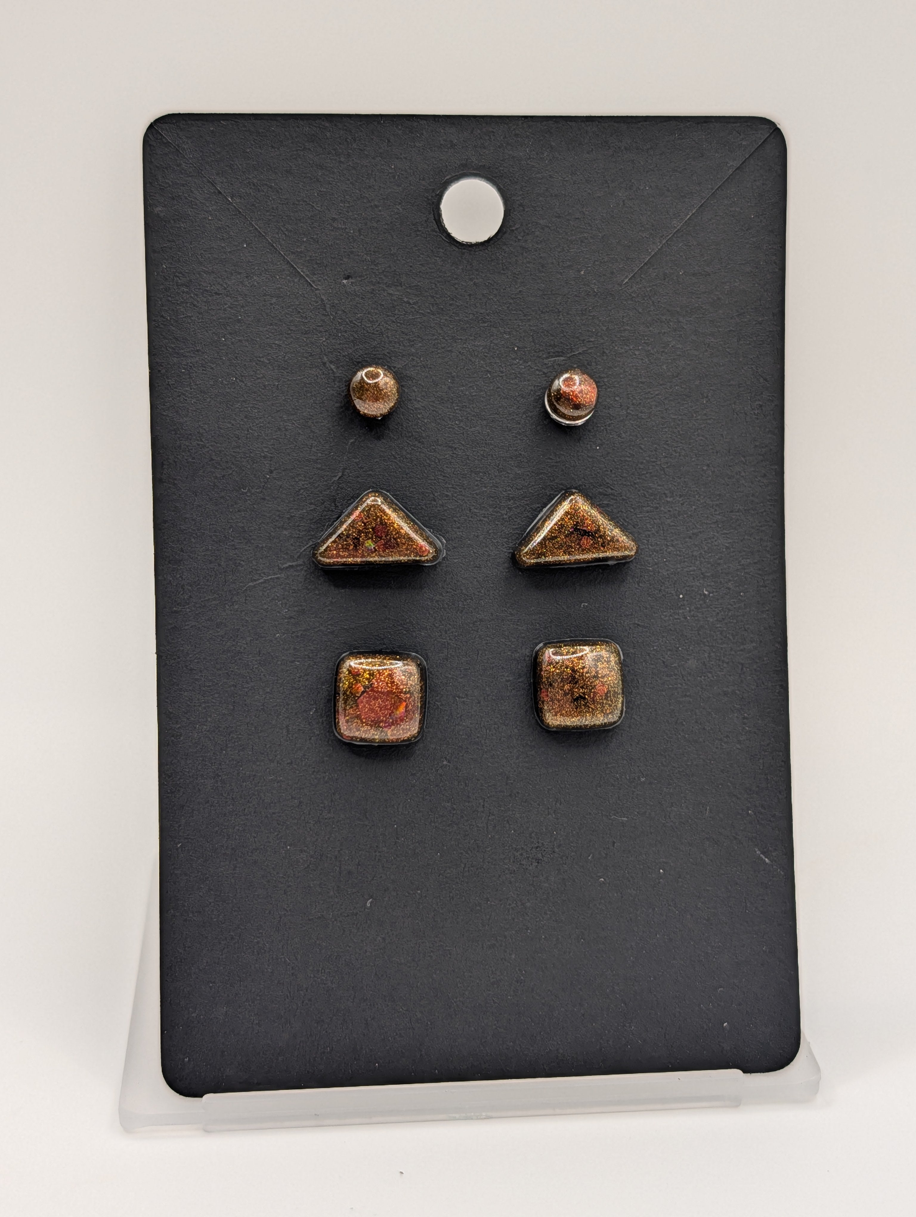 Geometric Prism Set - Stainless Steel Resin Stud Earring Set