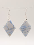 Azure Marble Diamonds - Sterling Silver Polymer Clay Drop Earrings
