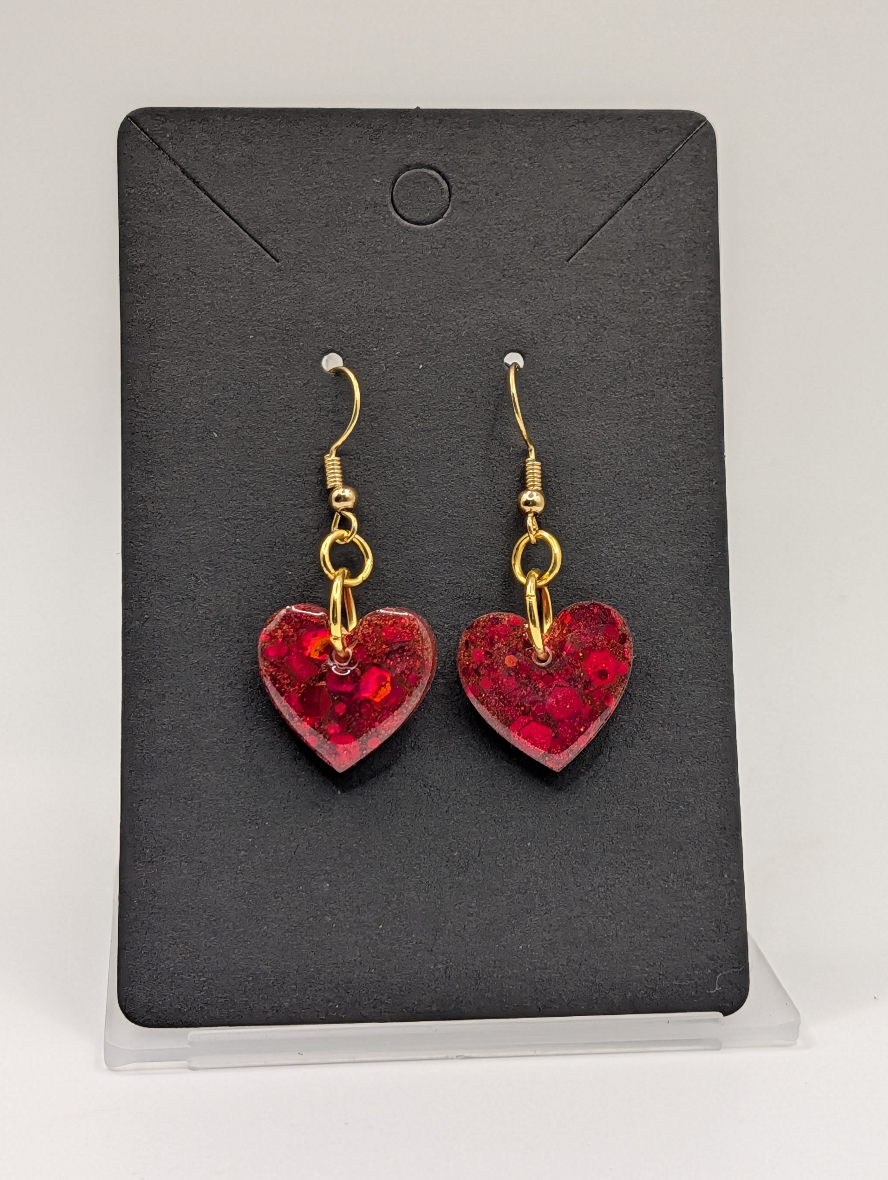 Sparked Rubies - 18k Gold Plated Valentine's Day Drop Earrings