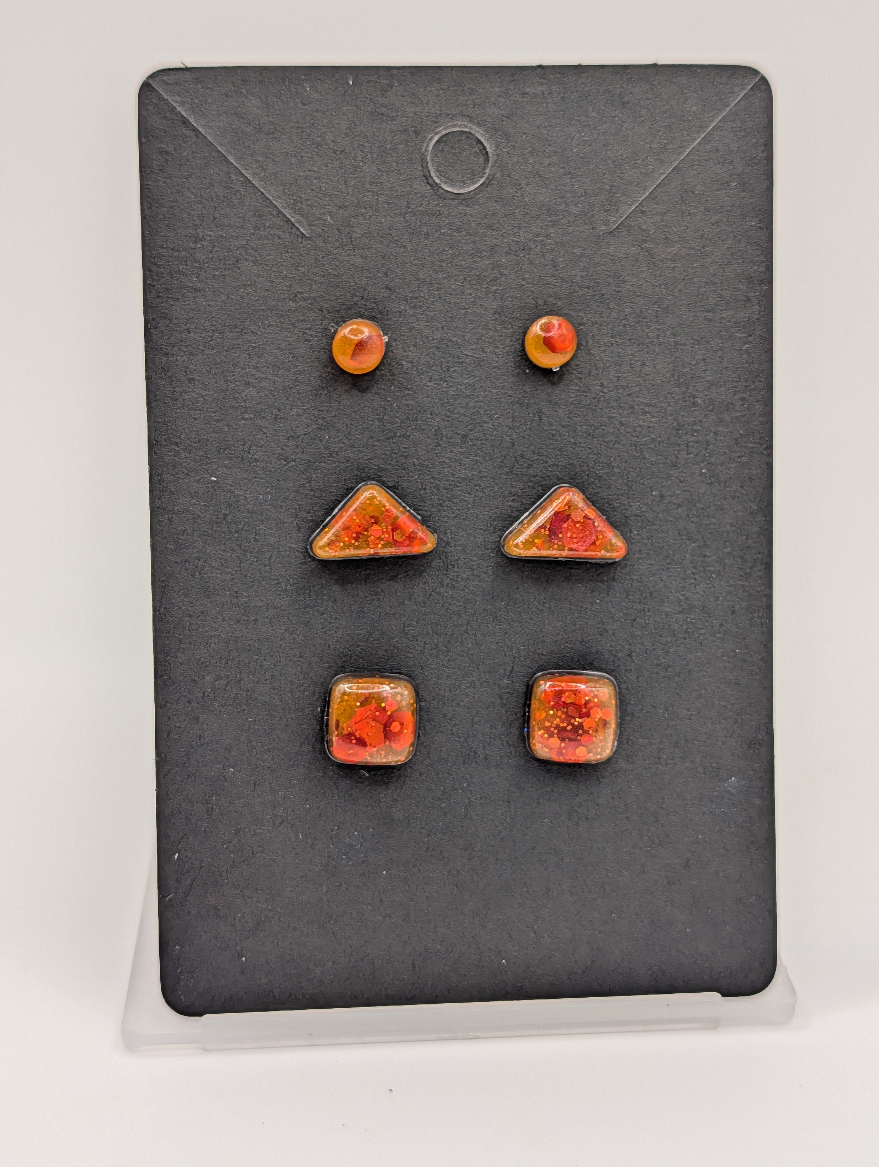 Geometric Prism Set - Stainless Steel Resin Stud Earring Set