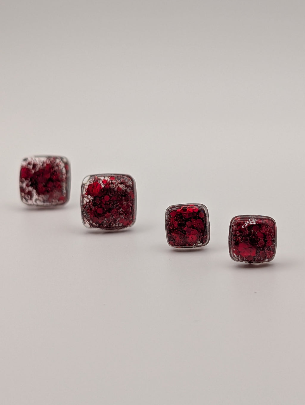 The "Rubino": Crimson Resin Stud Earrings
