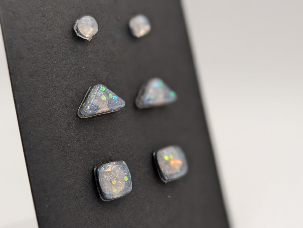 Geometric Prism Set - Stainless Steel Resin Stud Earring Set