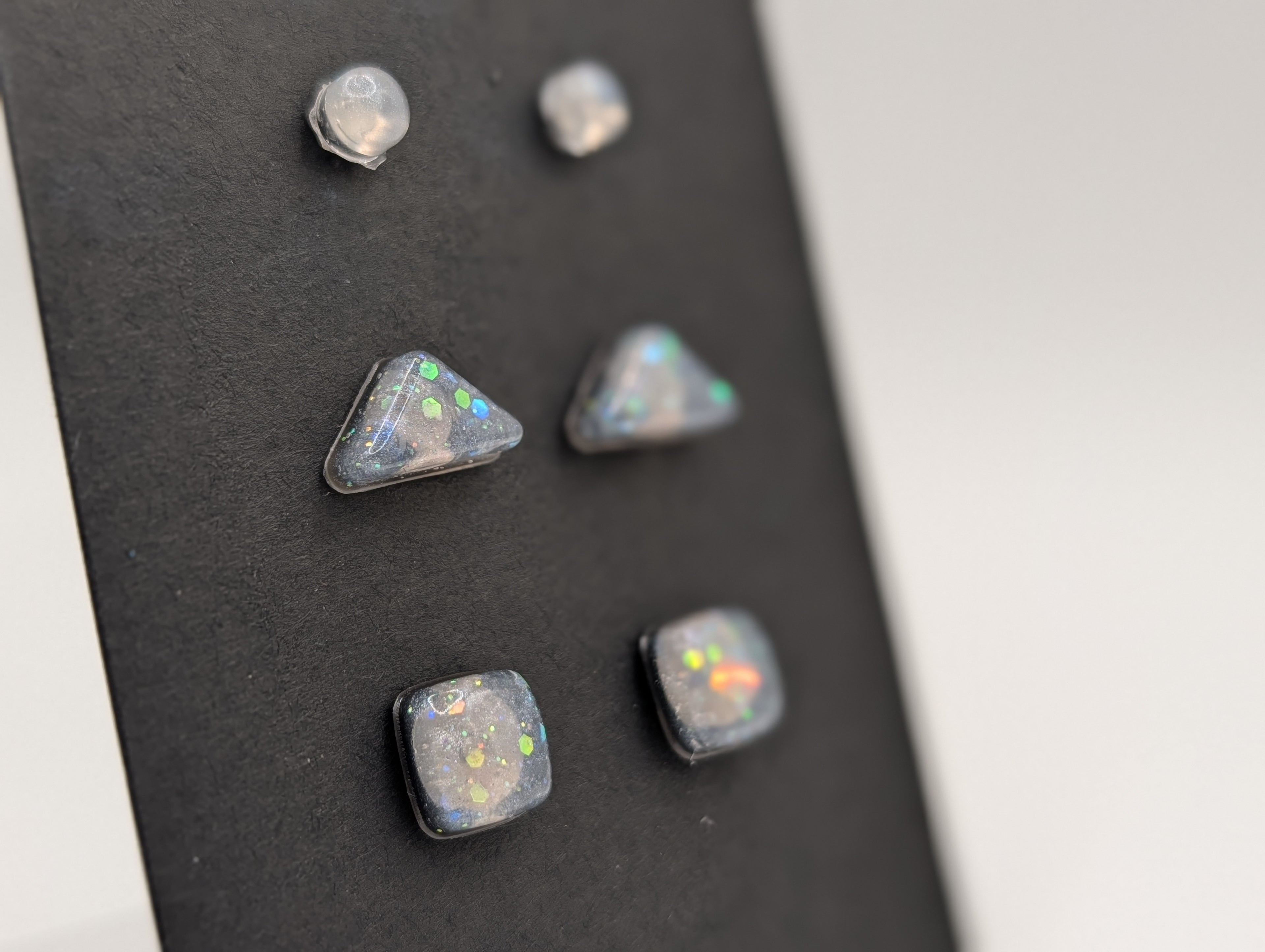 Geometric Prism Set - Stainless Steel Resin Stud Earring Set