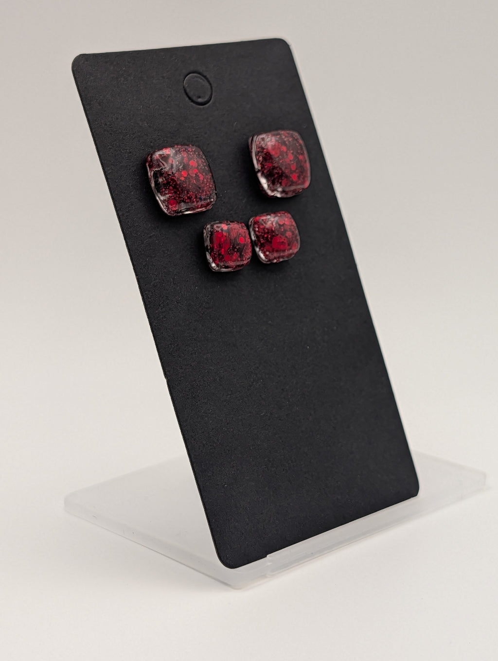 The "Rubino": Crimson Resin Stud Earrings