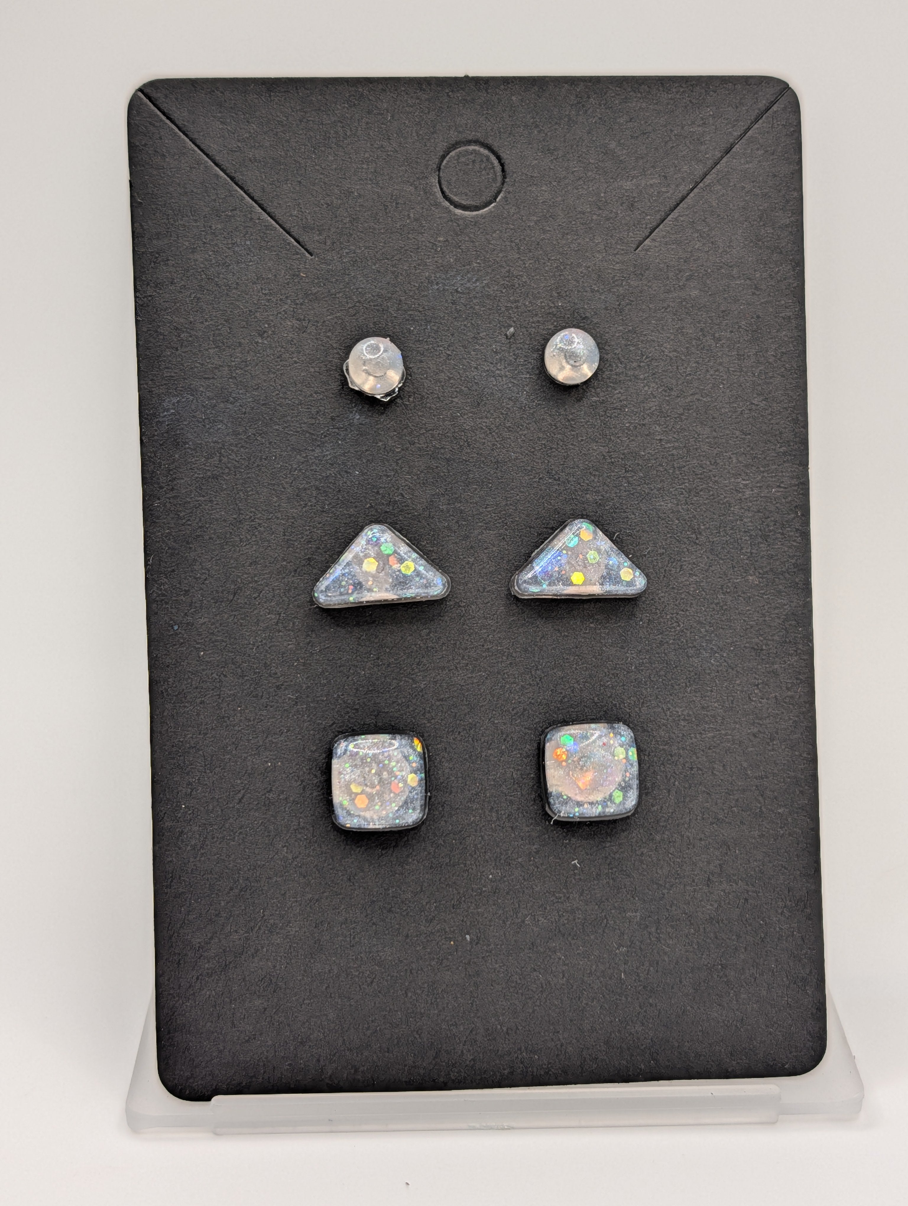 Geometric Prism Set - Stainless Steel Resin Stud Earring Set