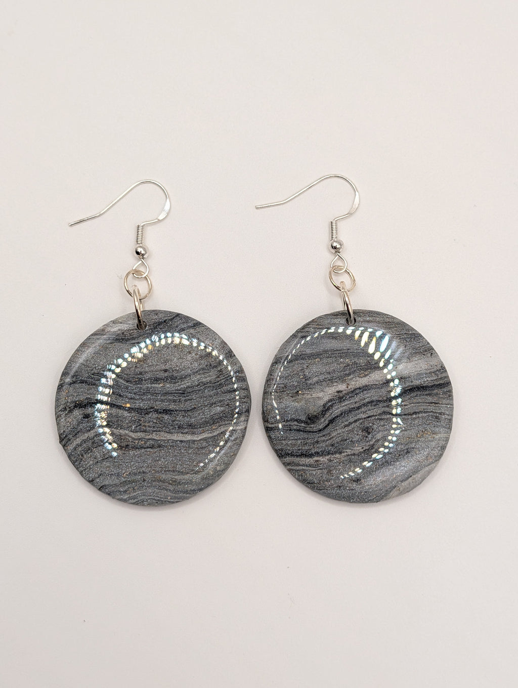 Slated Bark Drops - Sterling Silver Polymer Clay Drop Earrings