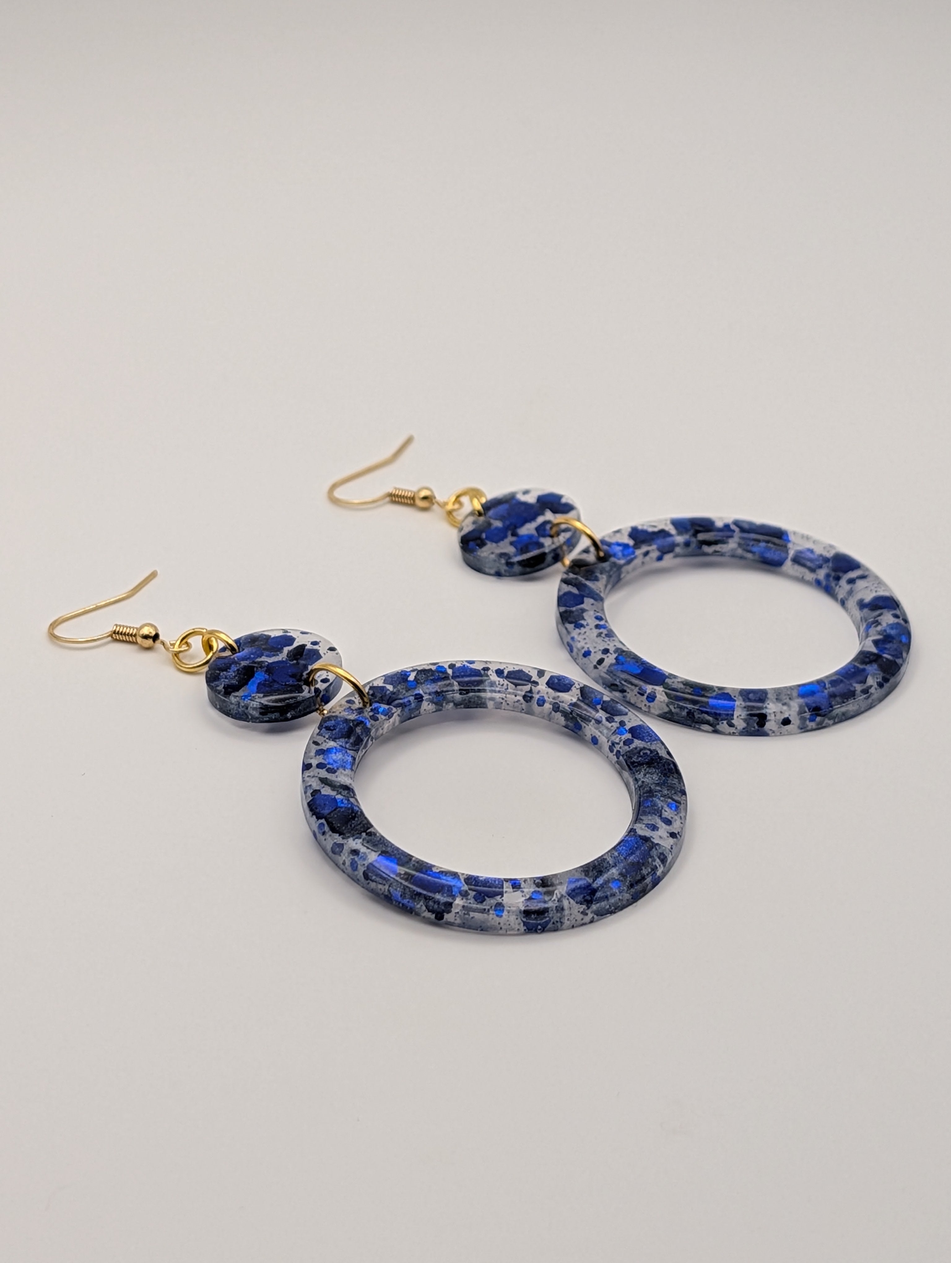 Midnight Galaxy Hoops - 18k Gold Plated Dangle Earrings