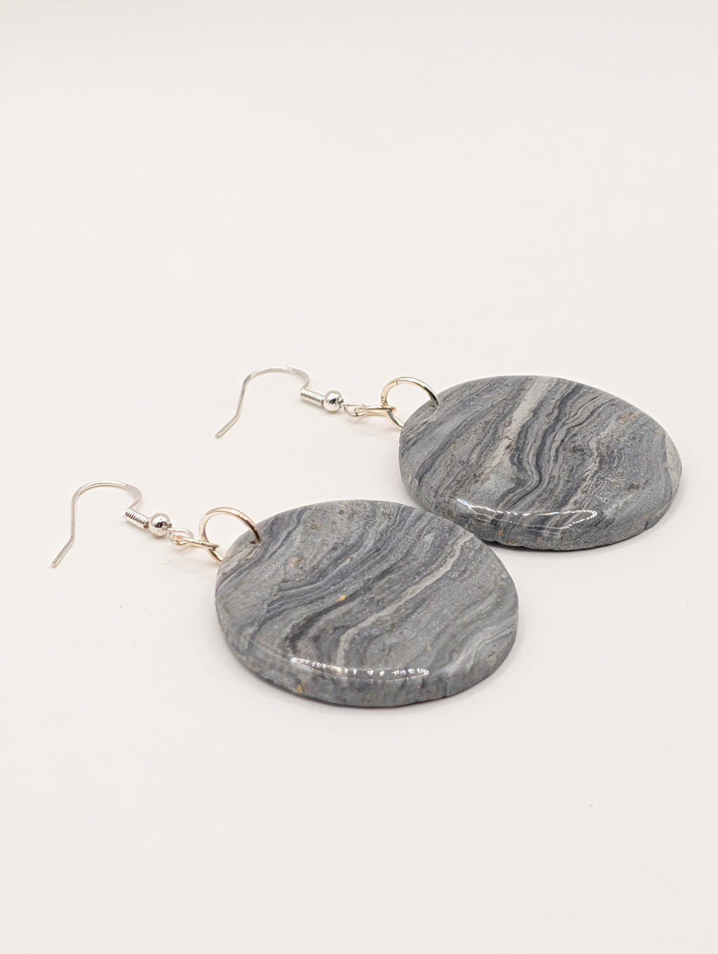 Slated Bark Drops - Sterling Silver Polymer Clay Drop Earrings