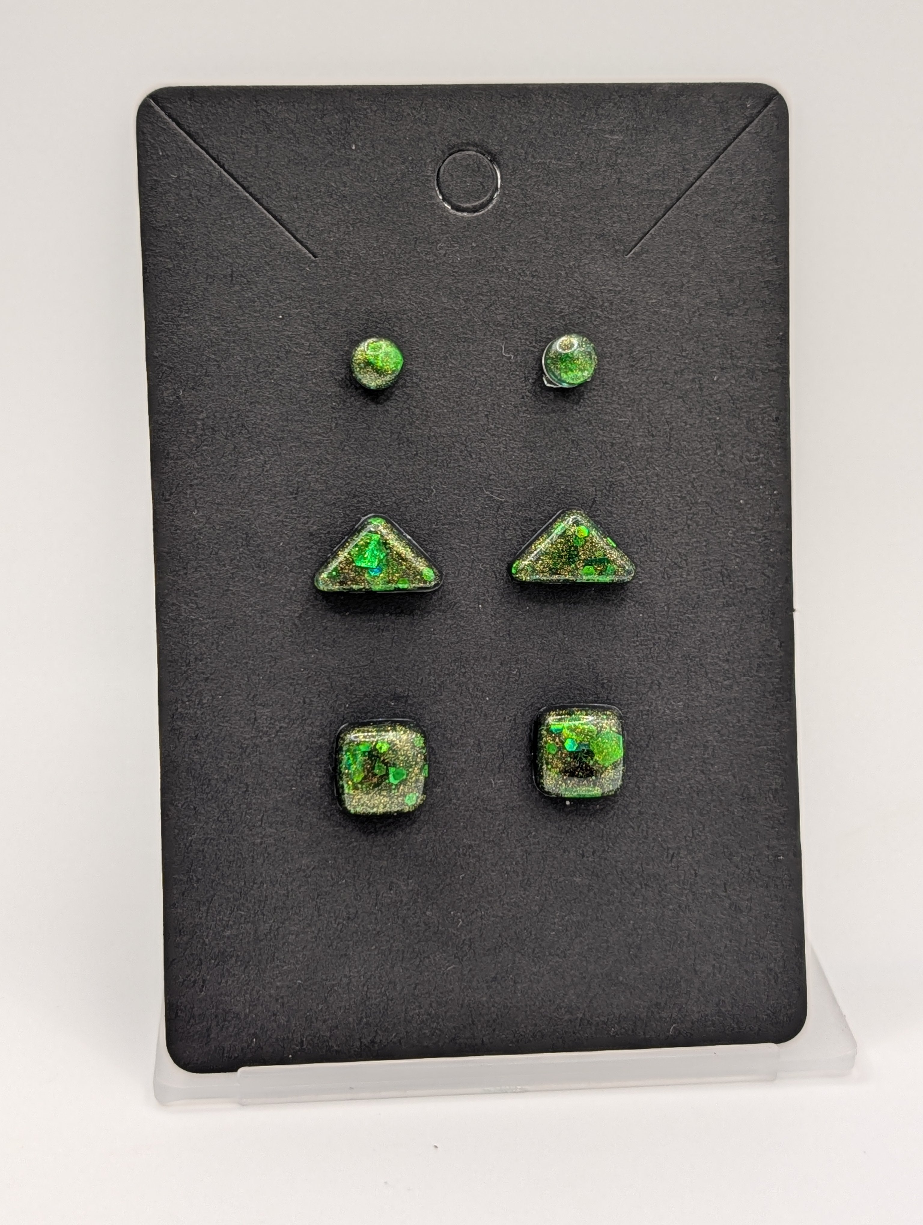 Geometric Prism Set - Stainless Steel Resin Stud Earring Set