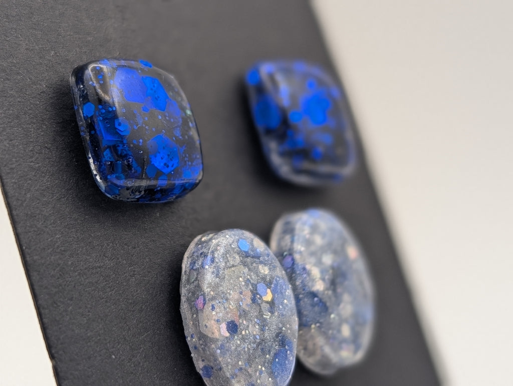 Midnight Nebula: Resin Stud Earring Set