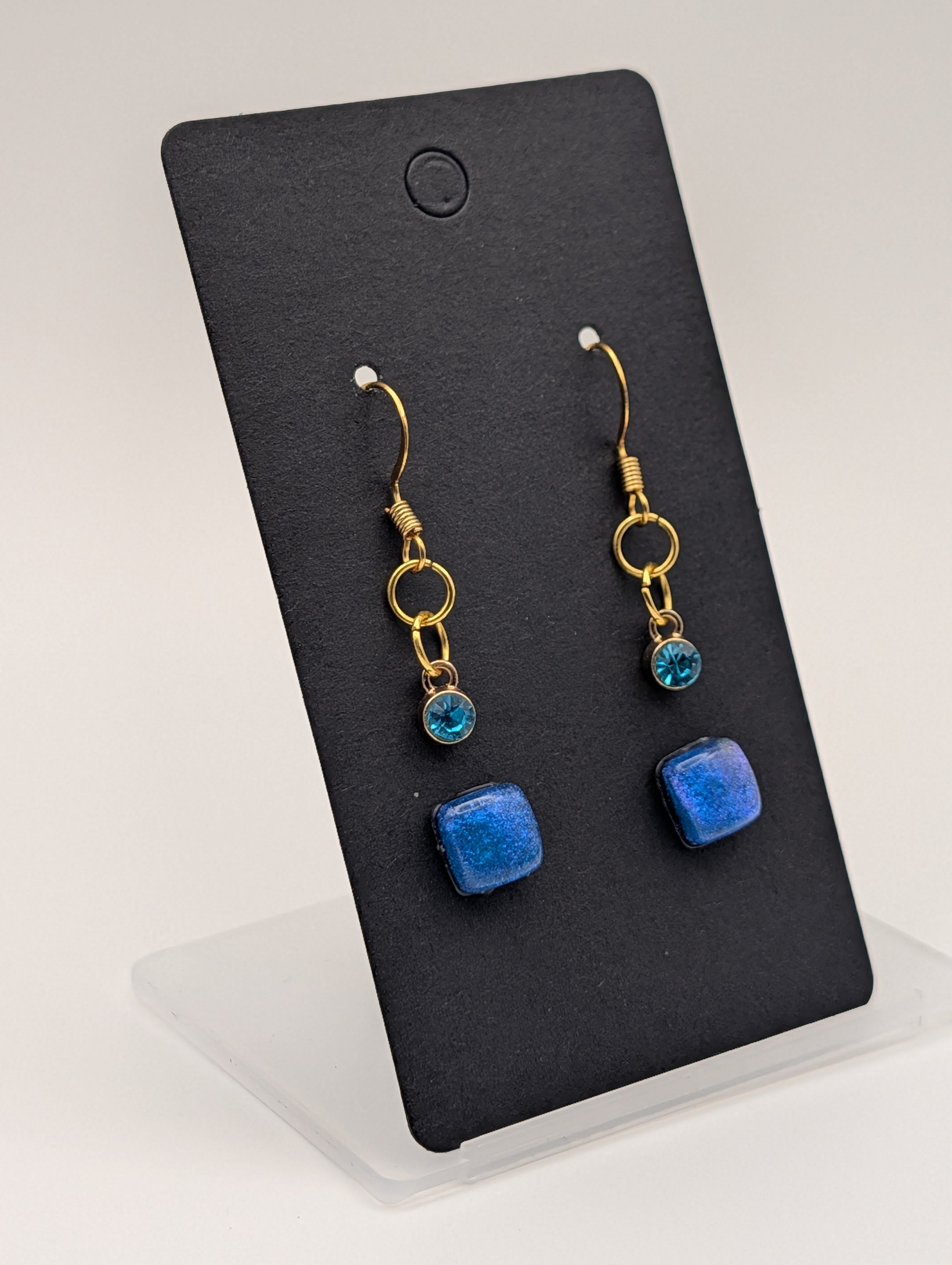 Etheric Tide Set: 18k Gold Plated Drop and Resin Stud Earrings