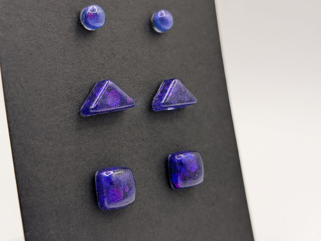Geometric Prism Set - Stainless Steel Resin Stud Earring Set