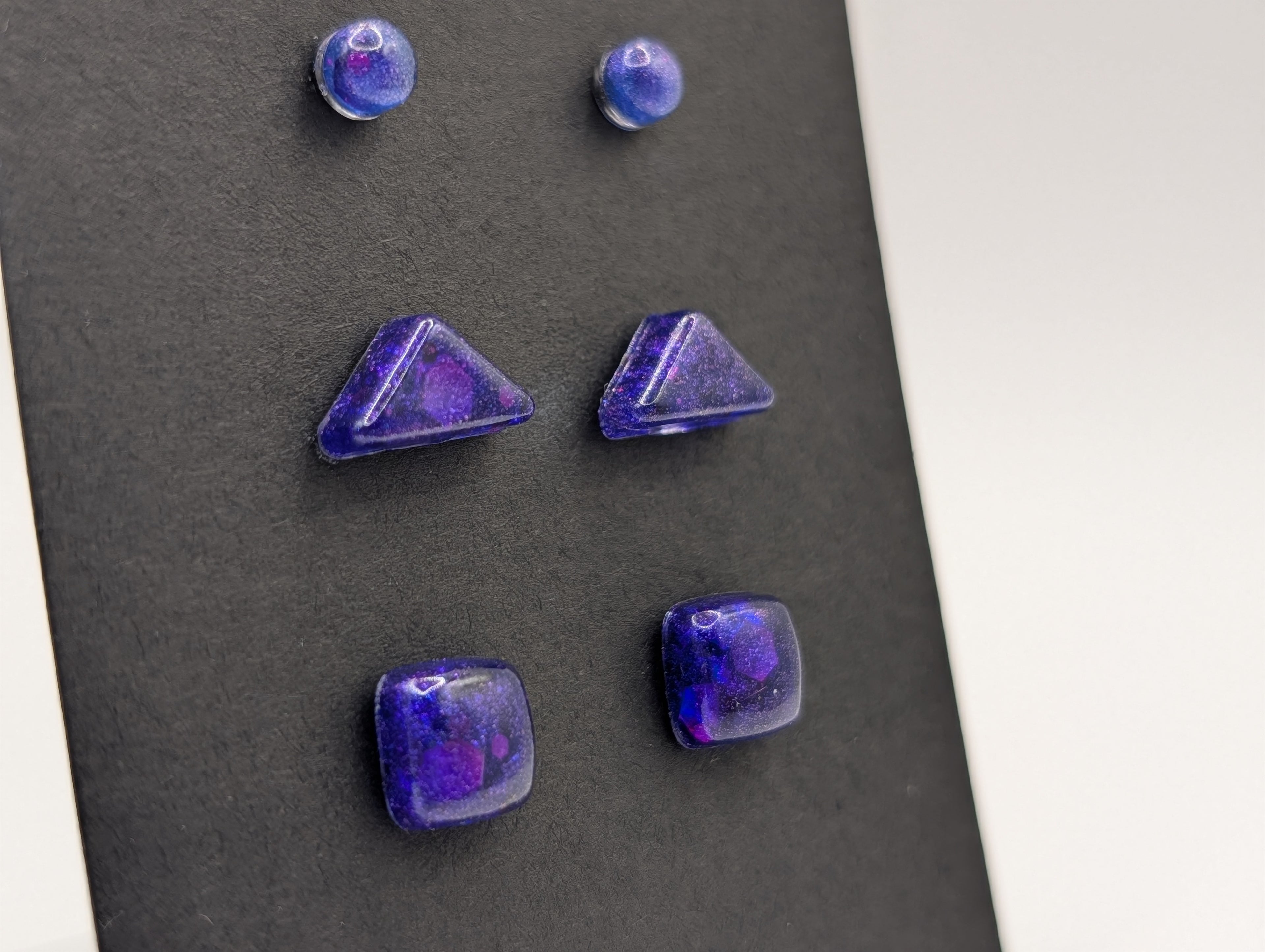 Geometric Prism Set - Stainless Steel Resin Stud Earring Set