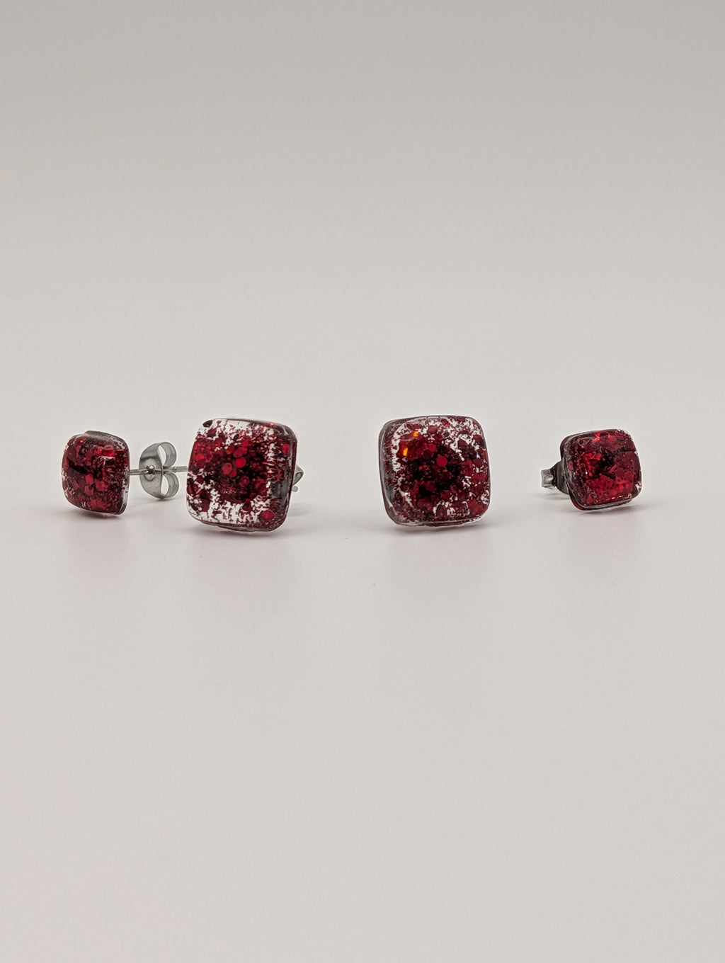 The "Rubino": Crimson Resin Stud Earrings