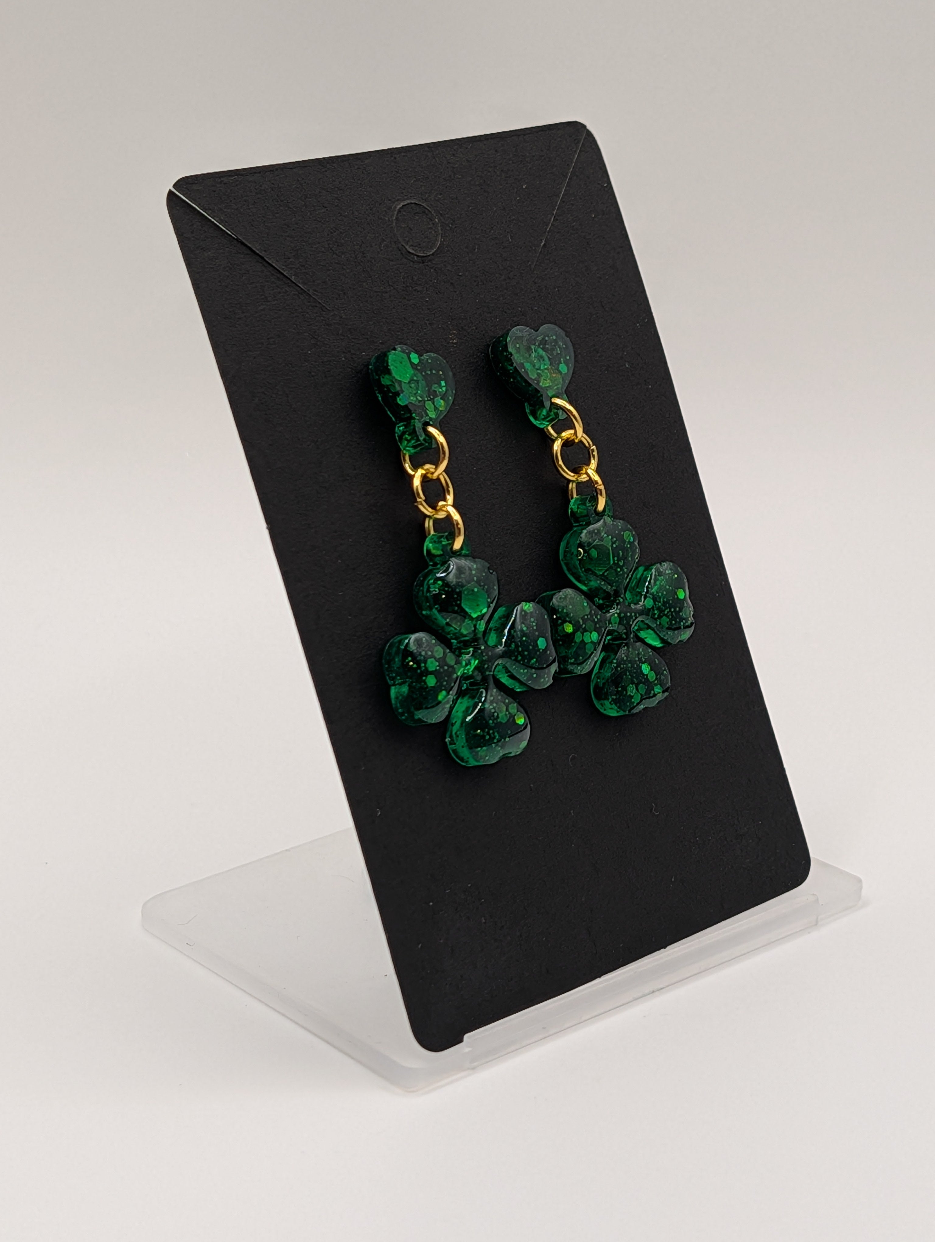 Emerald Luck - 18k Gold Plated Stainless St Patrick's Day Drop Earrings