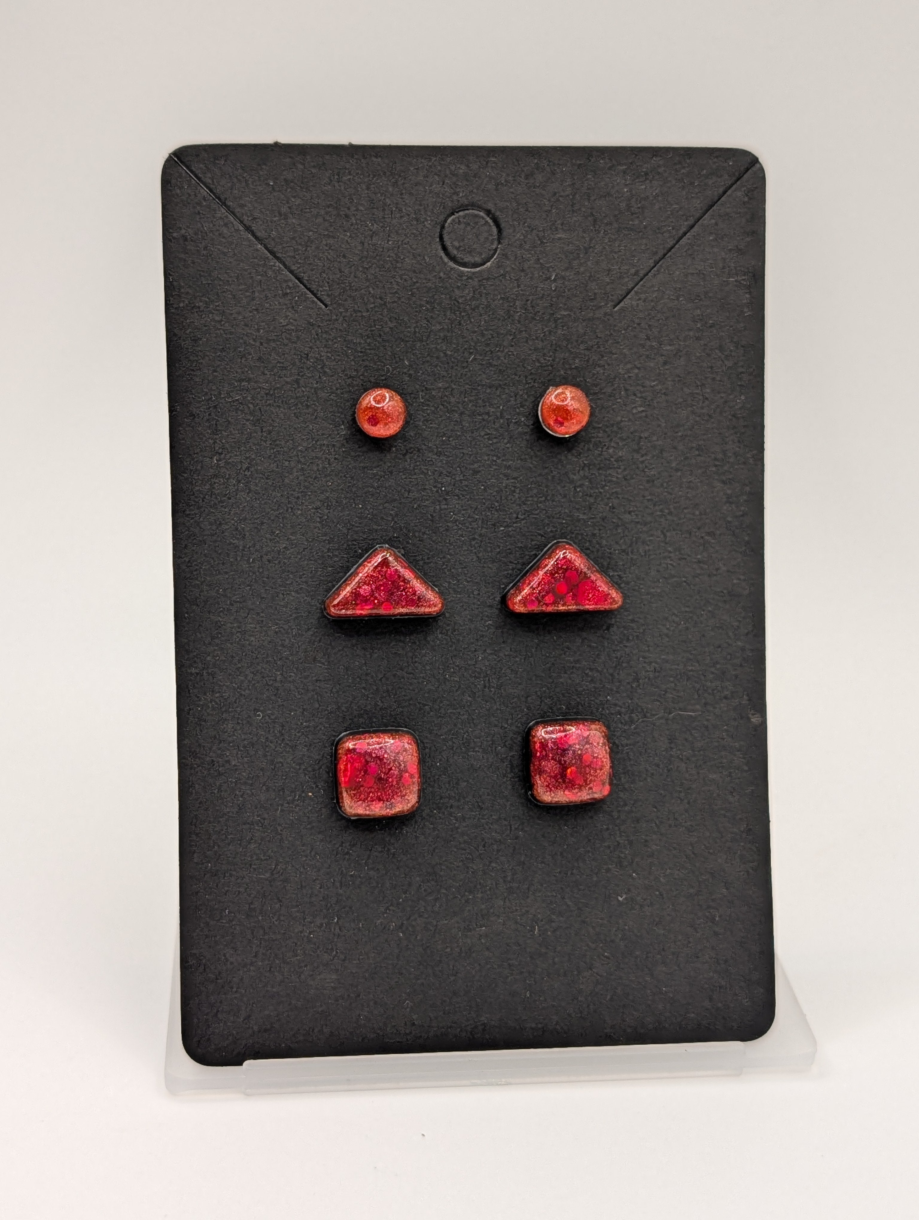 Geometric Prism Set - Stainless Steel Resin Stud Earring Set