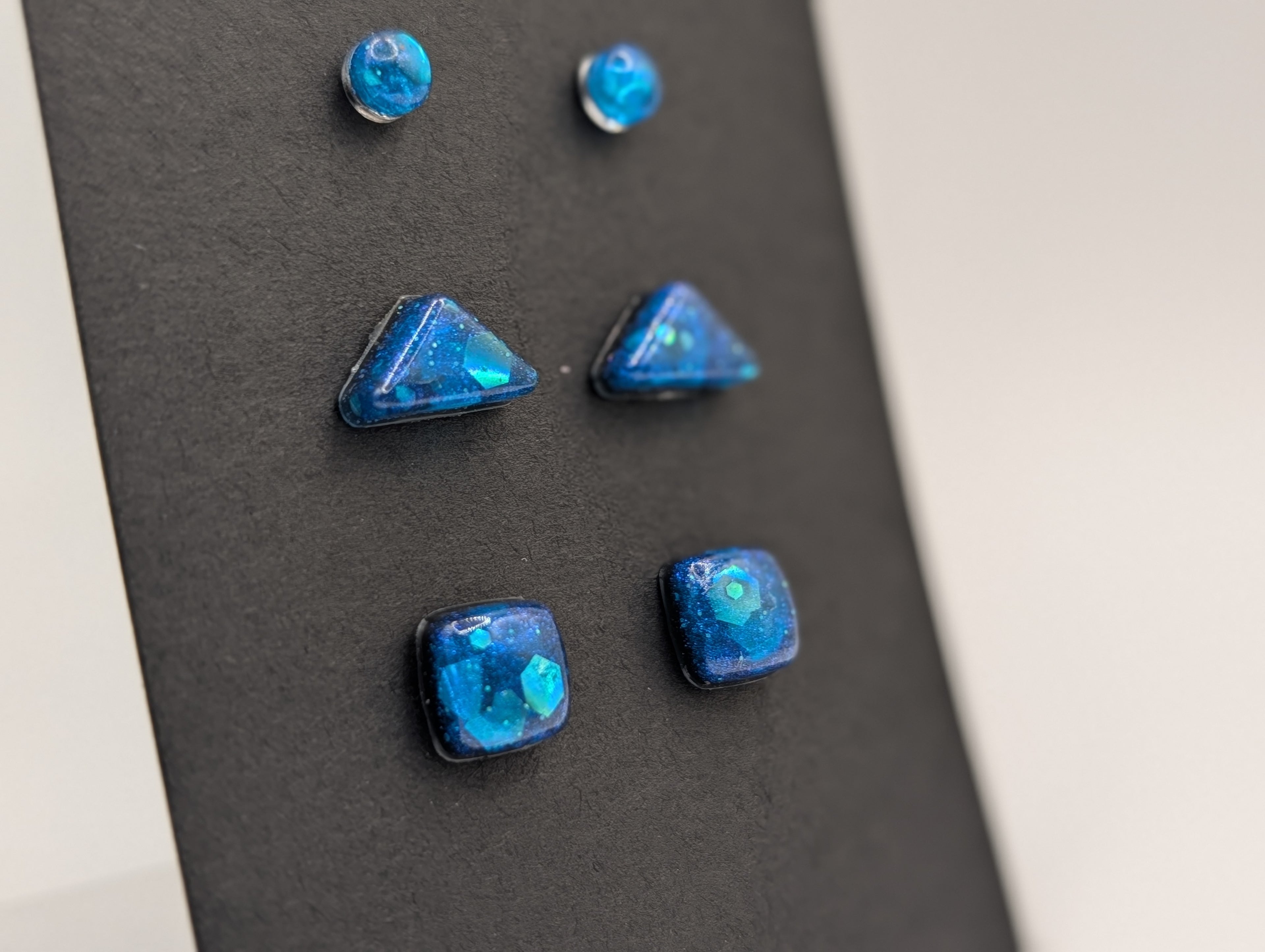 Geometric Prism Set - Stainless Steel Resin Stud Earring Set