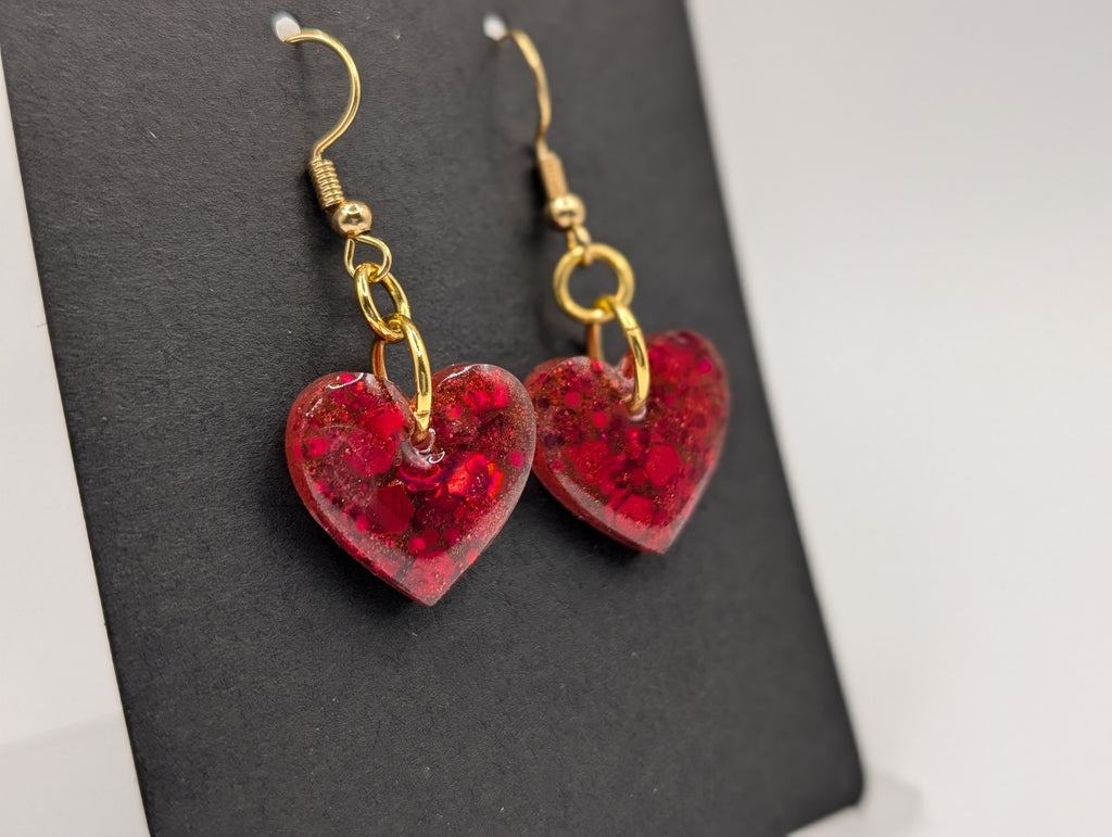 Sparked Rubies - 18k Gold Plated Valentine's Day Drop Earrings