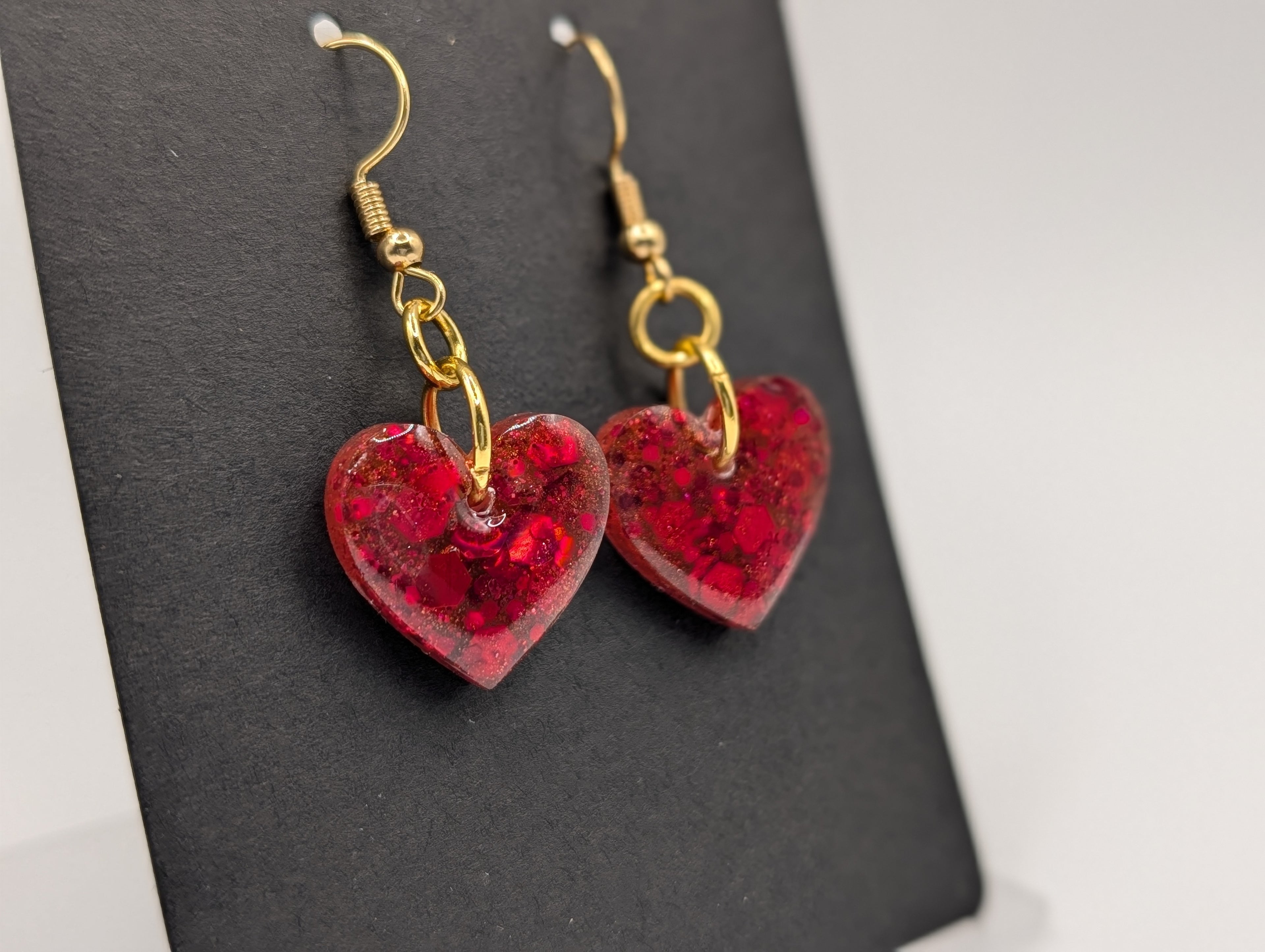 Sparked Rubies - 18k Gold Plated Valentine's Day Drop Earrings