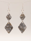 Stone Petal Diamonds - Sterling Silver Polymer Clay Drop Earrings