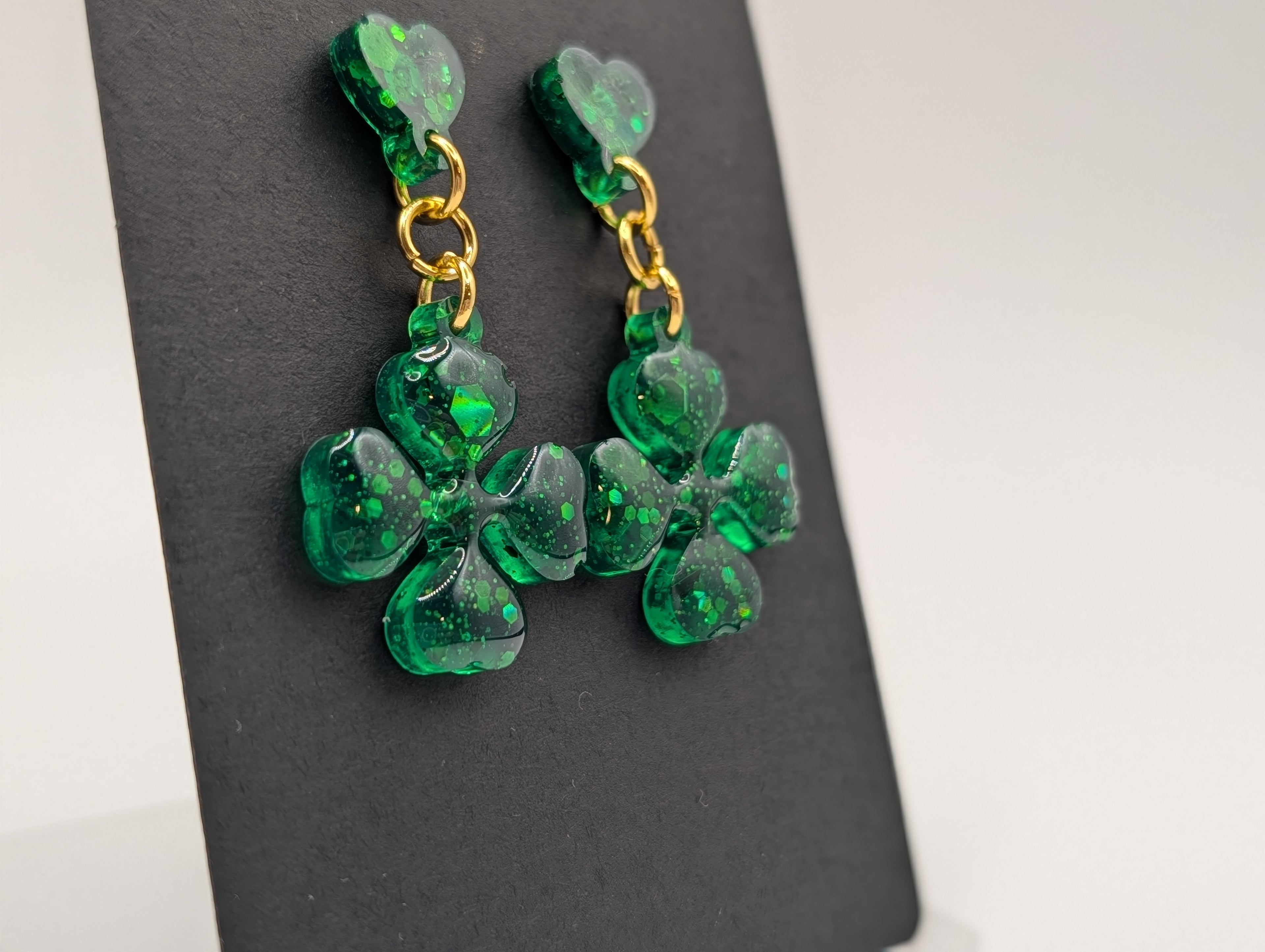 Emerald Luck - 18k Gold Plated Stainless St Patrick's Day Drop Earrings