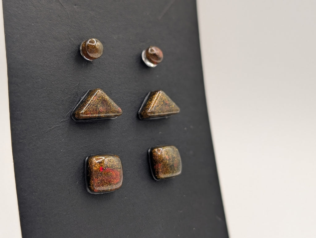 Geometric Prism Set - Stainless Steel Resin Stud Earring Set