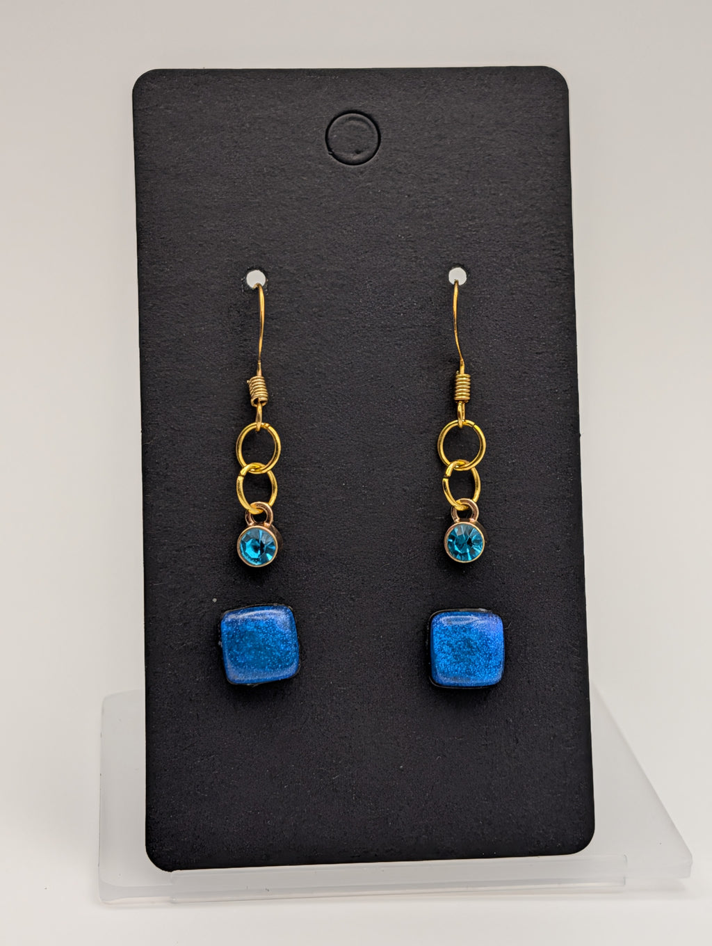 Etheric Tide Set: 18k Gold Plated Drop and Resin Stud Earrings