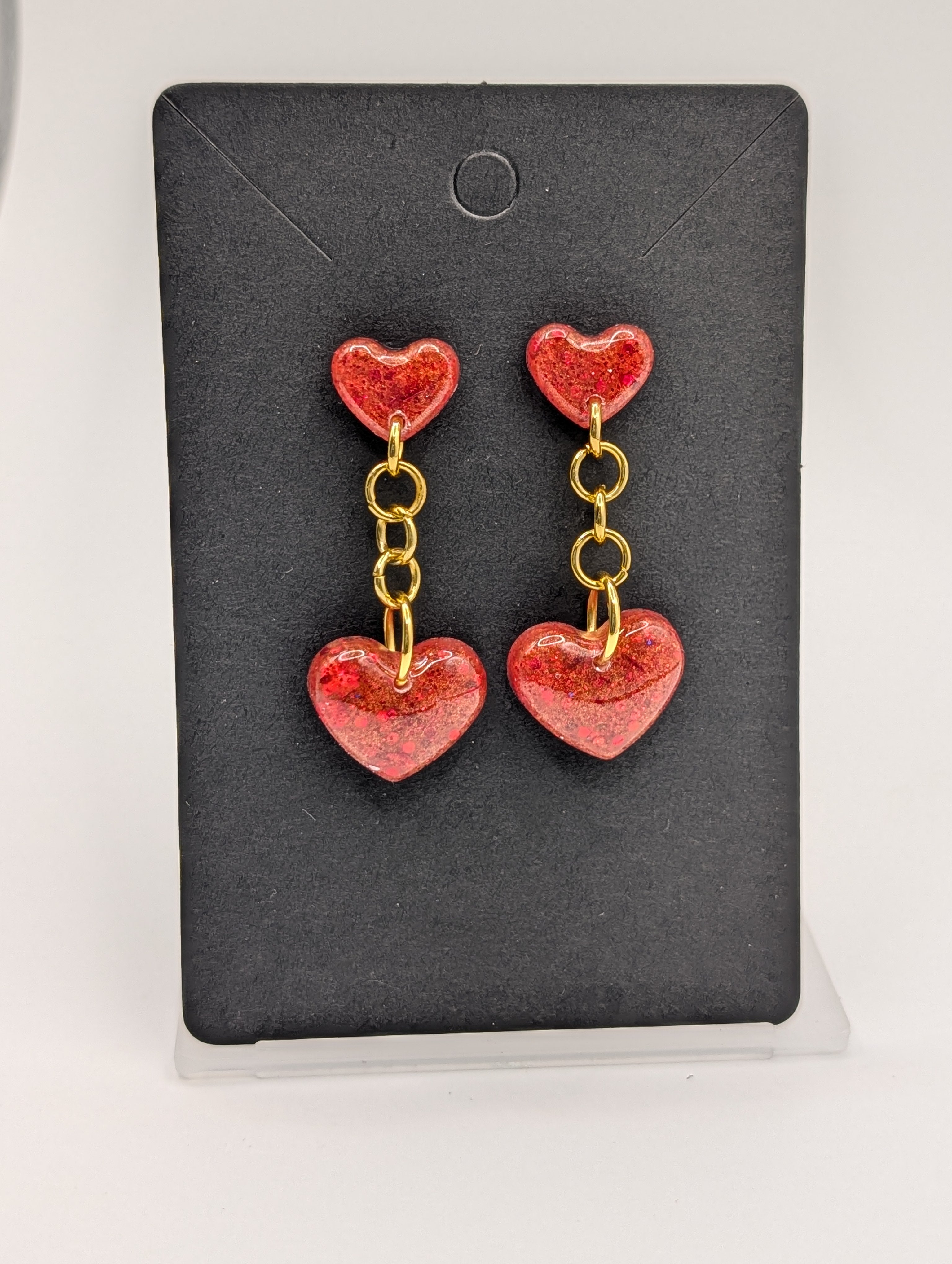 Radiant Hearts - 18k Gold Plated Stainless Dual Stud Drop Earrings